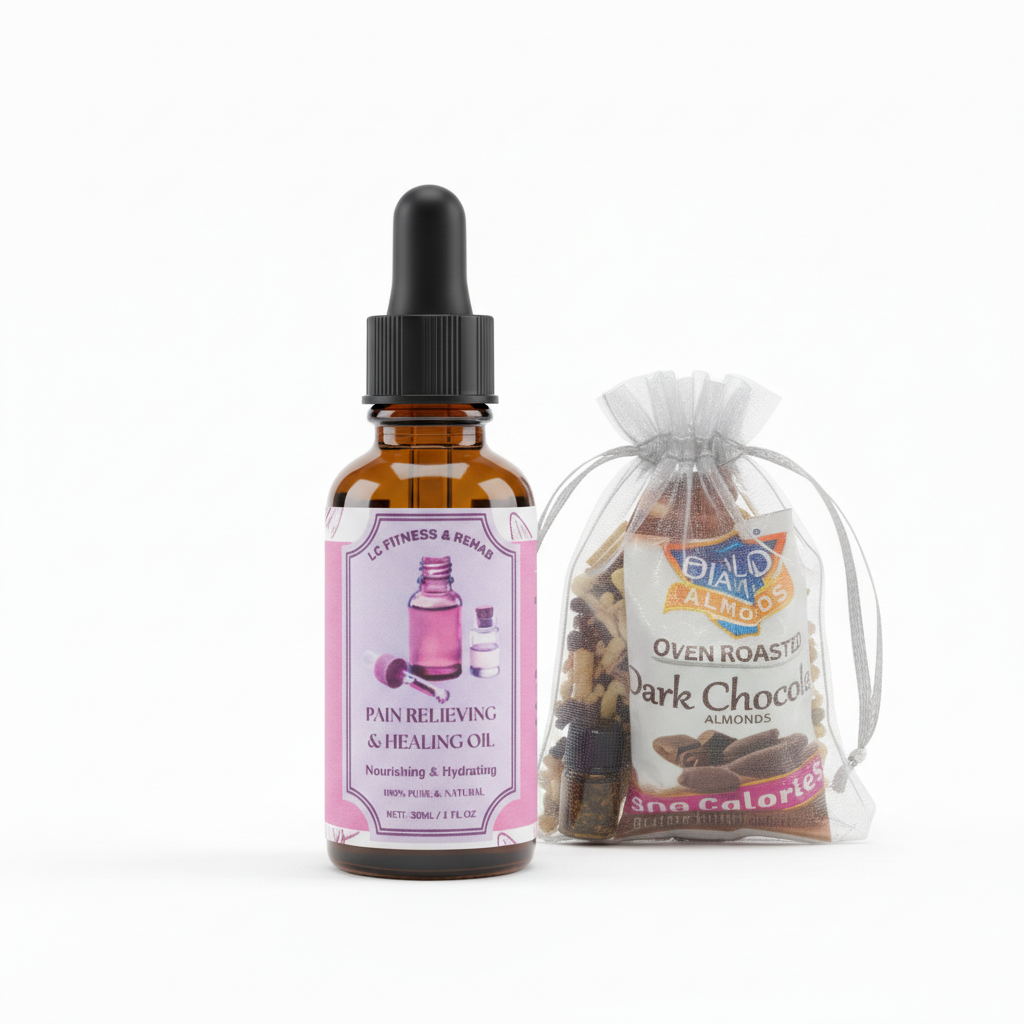 Wellness Gift Set - Pain Relief Oil & Chocolate Almonds